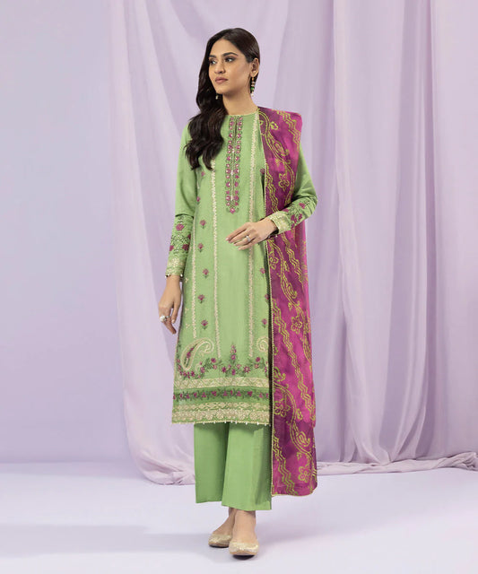Sapphire LUXE | 3 Piece Unstitched Embroidered Blended Silk Cotton Net Suit | 3FE-LX23V2-2