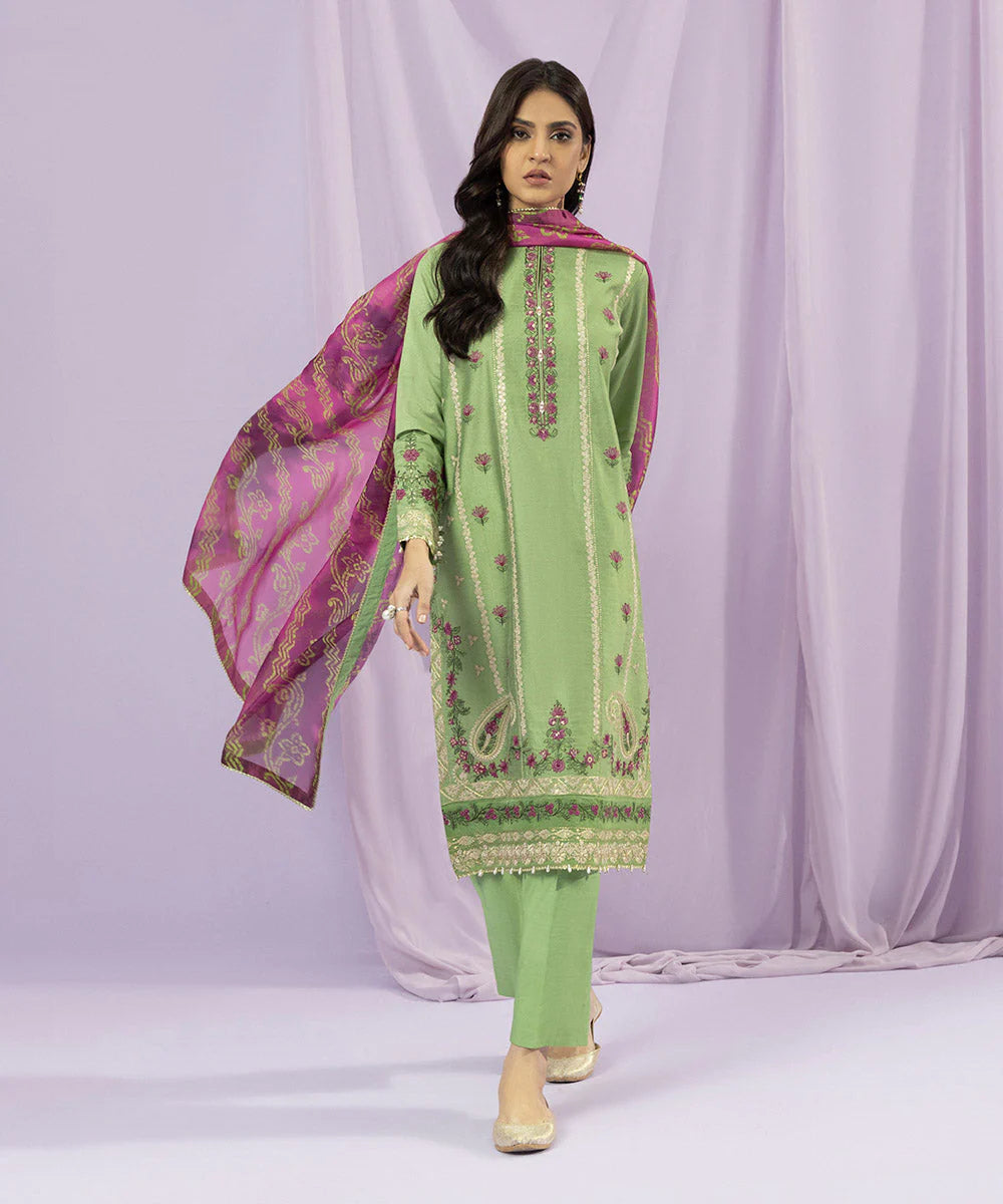 Sapphire LUXE | 3 Piece Unstitched Embroidered Blended Silk Cotton Net Suit | 3FE-LX23V2-2