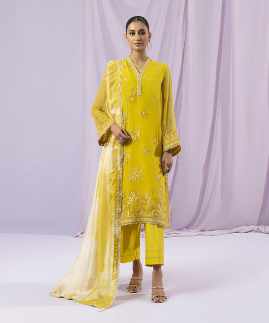 Sapphire LUXE | 3 Piece Unstitched Dyed Embroidered Crinkle Chiffon Suit | 3FE-LX23V2-3