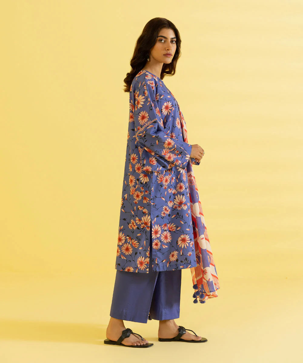 Sapphire | Unstitched 3Pc Printed Lawn Suit | 3P-DY23ZV3-2-R