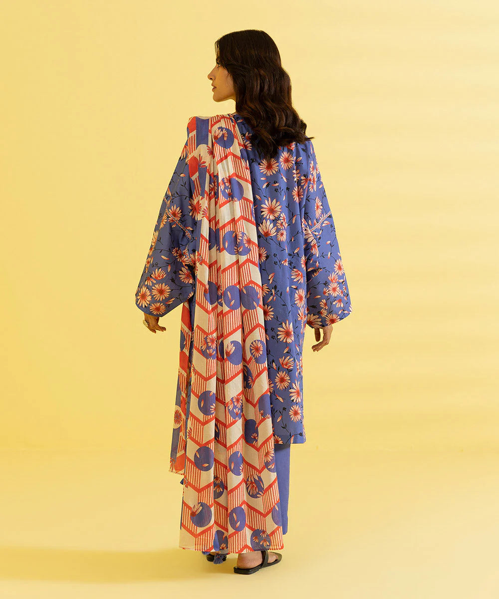 Sapphire | Unstitched 3Pc Printed Lawn Suit | 3P-DY23ZV3-2-R