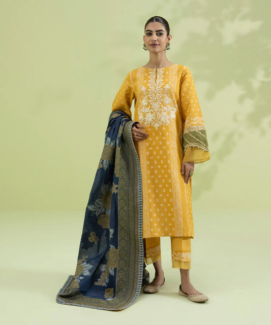 Sapphire | Unstitched 3 Piece - Embroidered Jacquard Suit