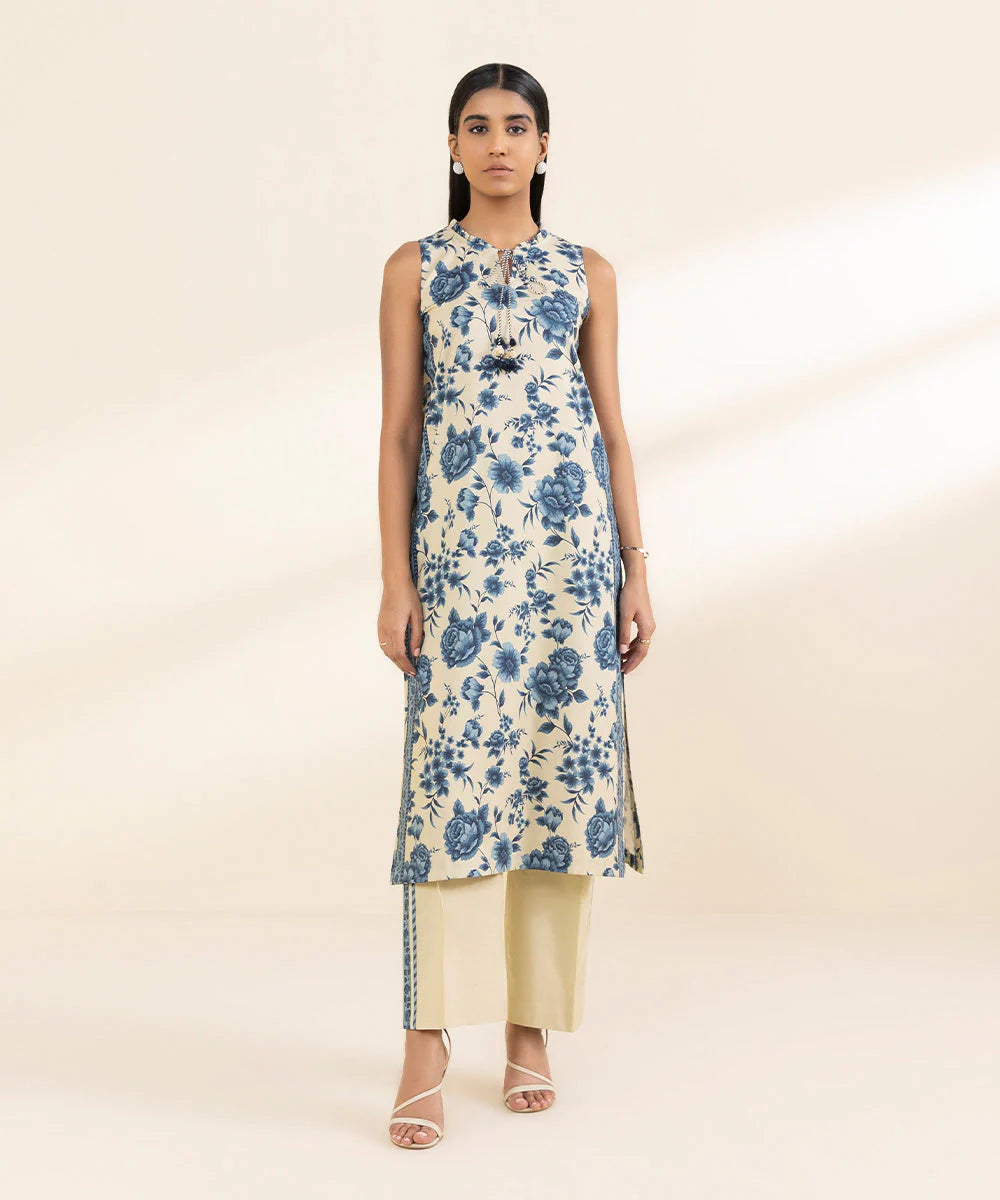 SAPPHIRE | UNSTITCHED 2 PIECE PRINTED COTTON VISCOSE SUIT