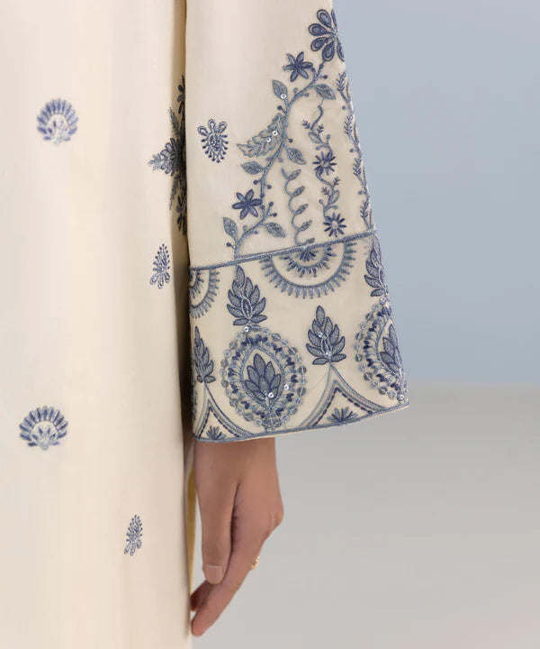 SAPPHIRE | UNSTITCHED 3 PIECE EMBROIDERED COTTON SATIN SUIT