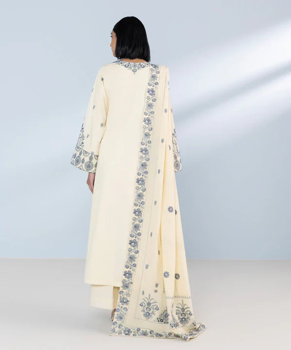 SAPPHIRE | UNSTITCHED 3 PIECE EMBROIDERED COTTON SATIN SUIT