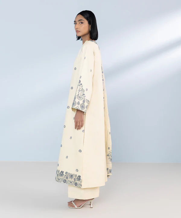SAPPHIRE | UNSTITCHED 3 PIECE EMBROIDERED COTTON SATIN SUIT