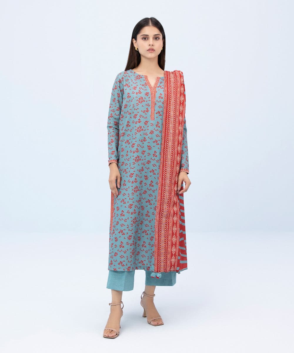 SAPPHIRE | UNSTITCHED 3 PIECE PRINTED KHADDAR SUIT