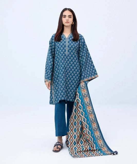 SAPPHIRE | UNSTITCHED 3 PIECE PRINTED LIGHT KHADDAR SUIT
