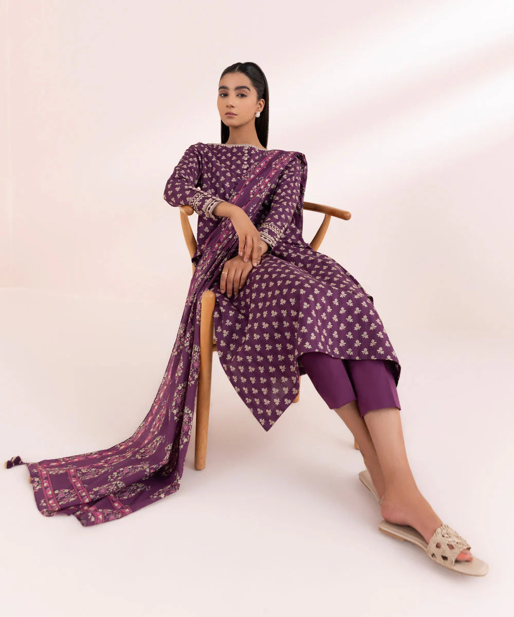 SAPPHIRE | UNSTITCHED 3 PIECE PRINTED CAMBRIC SUIT
