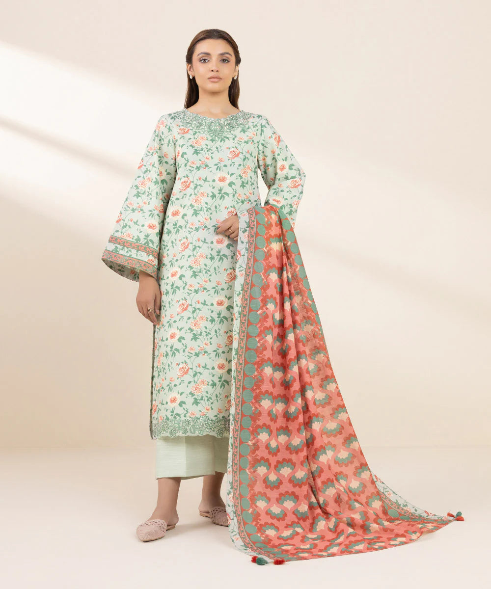 SAPPHIRE | UNSTITCHED 3 PIECE EMBROIDERED KHADDAR SUIT
