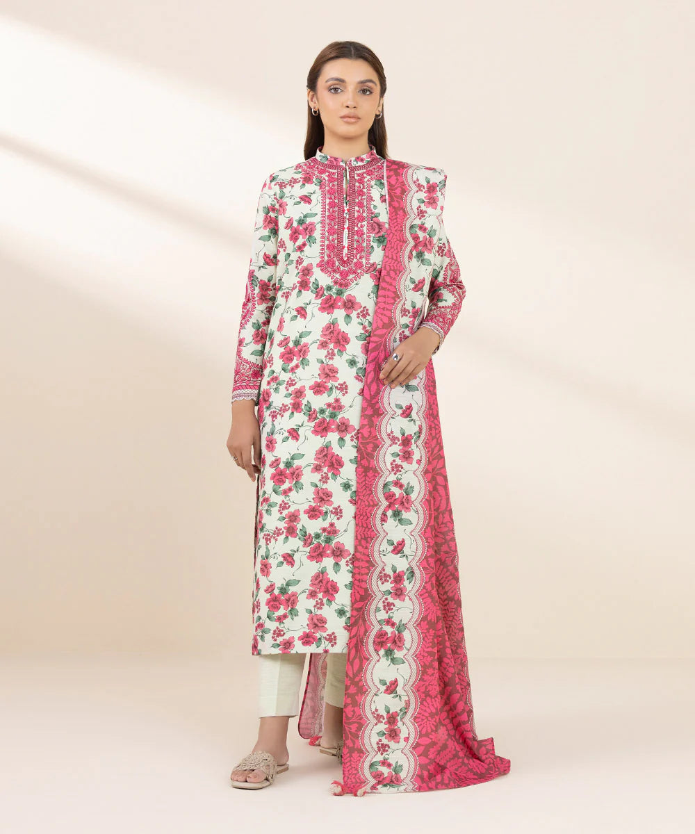 SAPPHIRE | UNSTITCHED 3 PIECE EMBROIDERED LIGHT KHADDAR SUIT