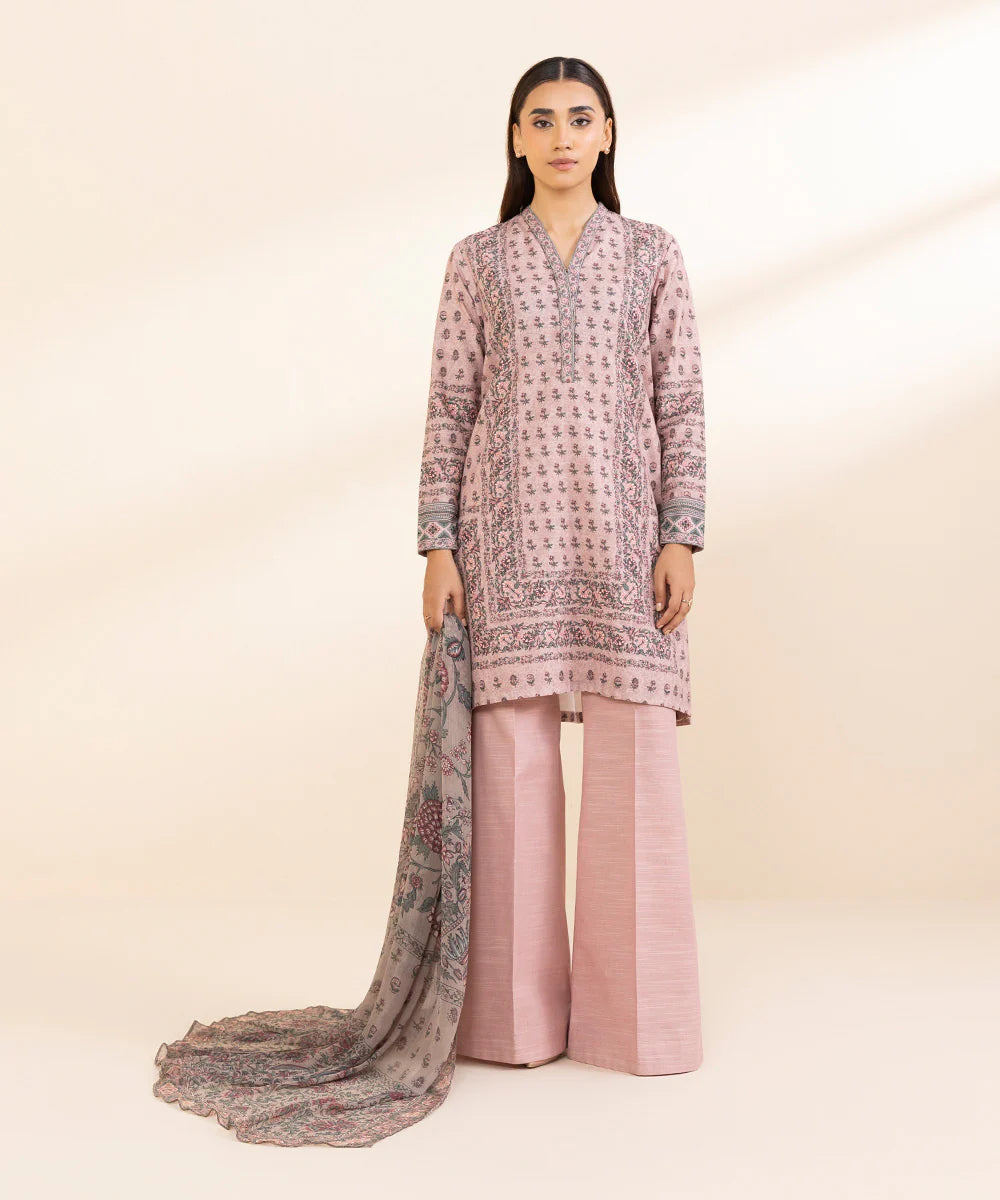 SAPPHIRE | UNSTITCHED 3 PIECE PRINTED LIGHT KHADDAR SUIT