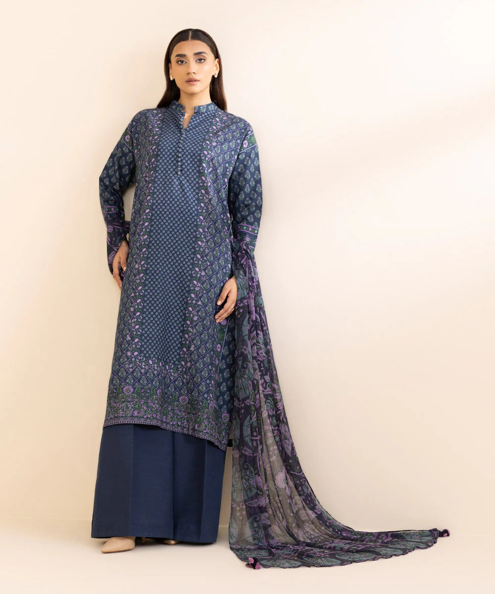 SAPPHIRE | UNSTITCHED 3 PIECE PRINTED LIGHT KHADDAR SUIT