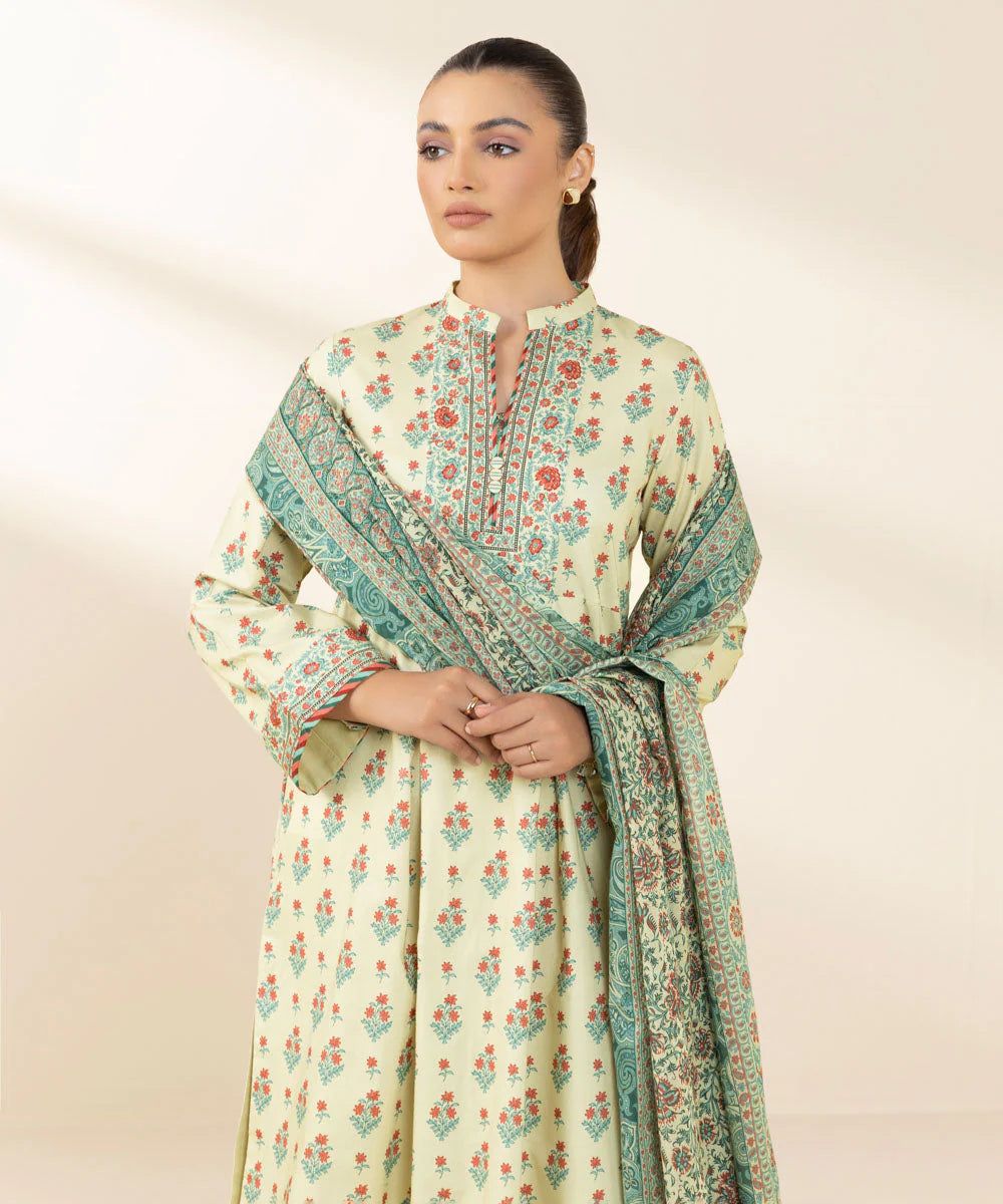 SAPPHIRE | UNSTITCHED 3 PIECE PRINTED COTTON SUIT