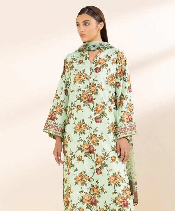 SAPPHIRE | UNSTITCHED 3 PIECE PRINTED COTTON VISCOSE SUIT