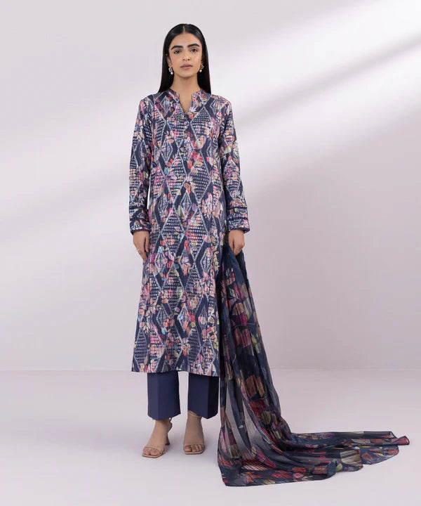 SAPPHIRE | UNSTITCHED 3 PIECE PRINTED JACQUARD SUIT