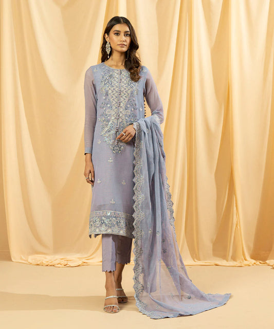 Sapphire LUXE | 3 Piece Unstitched Embroidered Blended Khaddi Net Suit | 3FE-LX23V2-11