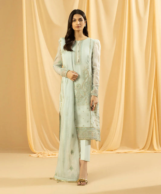 Sapphire LUXE | 3 Piece Unstitched Embroidered Blended Khaddi Net Suit | 3FE-LX23V2-13
