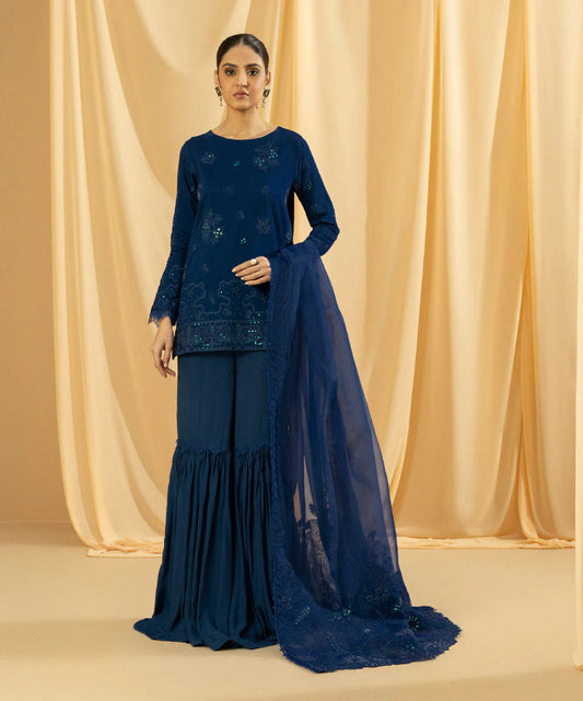 Sapphire LUXE | 3 Piece Unstitched Dyed Embroidered Raw Silk Suit | 3FE-LX23V2-20