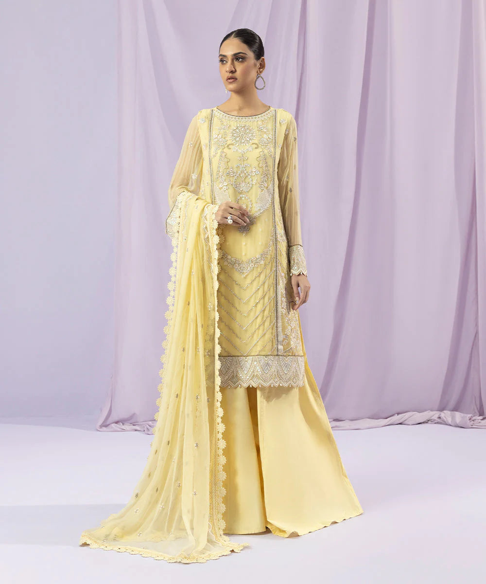 SAPPHIRE | UNSTICHED 3 PIECE DYED EMBROIDERED CRINKLE CHIFFON SUIT