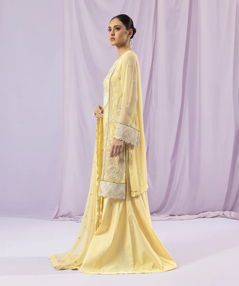 SAPPHIRE | UNSTICHED 3 PIECE DYED EMBROIDERED CRINKLE CHIFFON SUIT