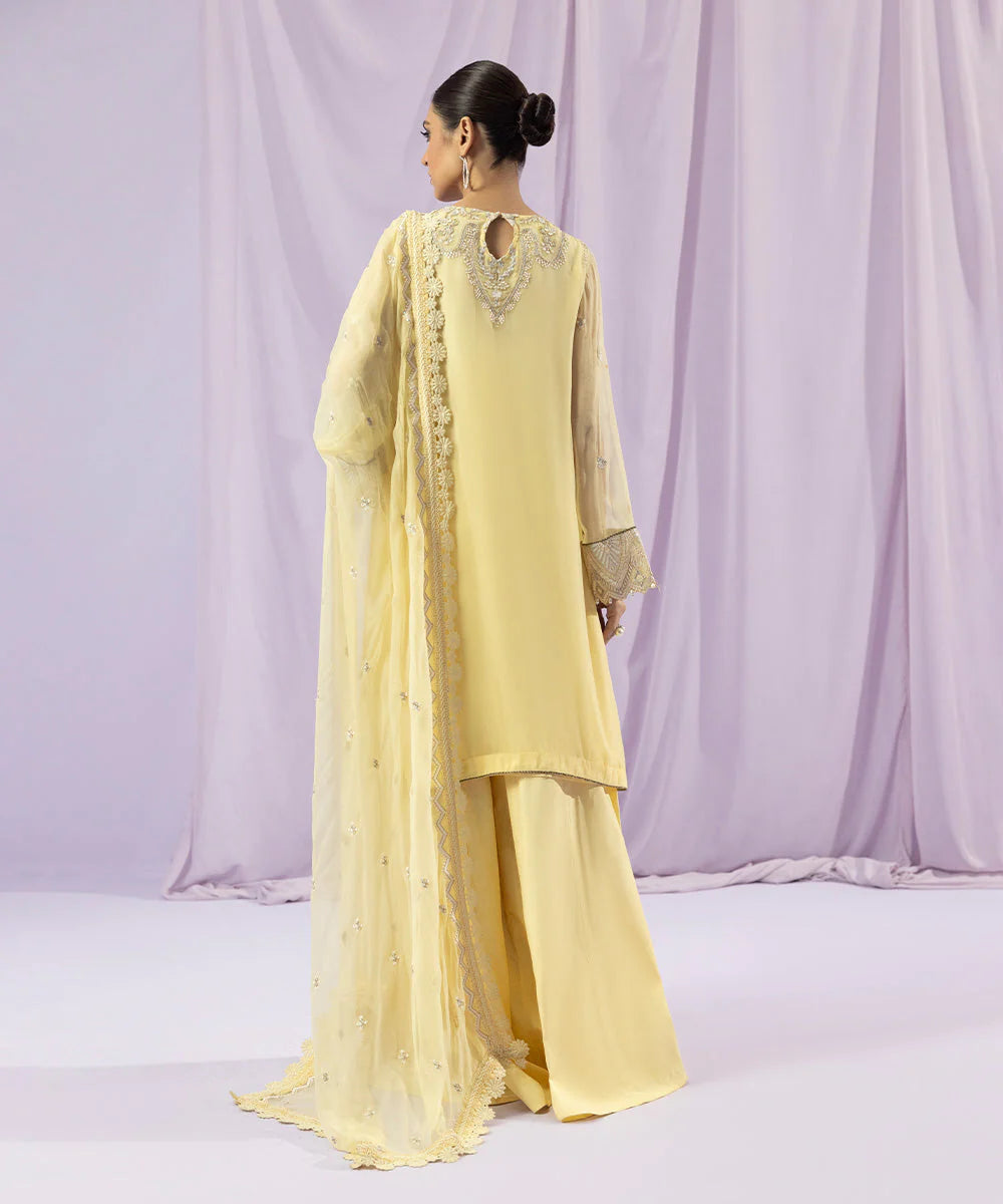 SAPPHIRE | UNSTICHED 3 PIECE DYED EMBROIDERED CRINKLE CHIFFON SUIT