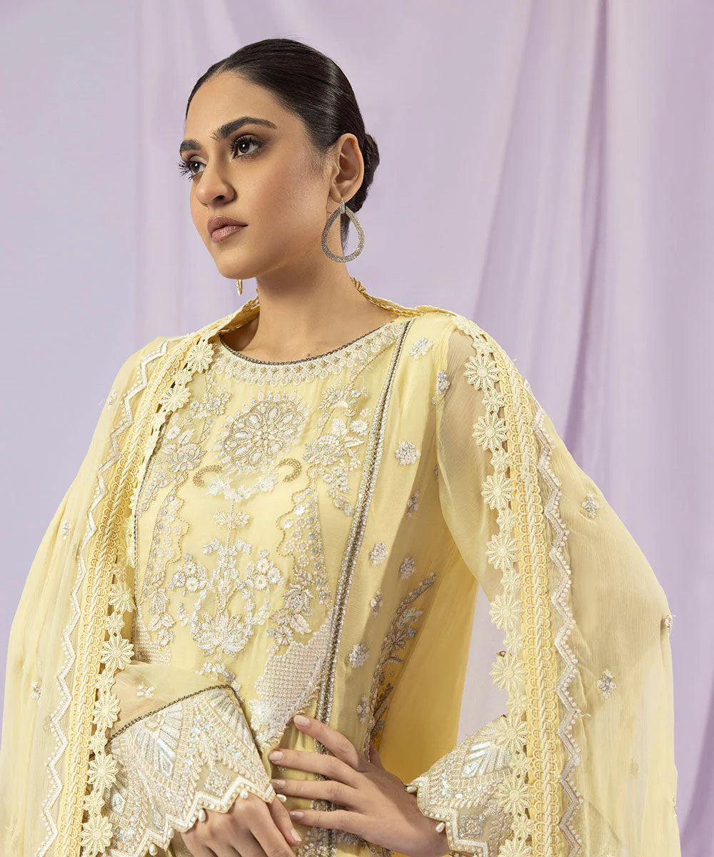 SAPPHIRE | UNSTICHED 3 PIECE DYED EMBROIDERED CRINKLE CHIFFON SUIT