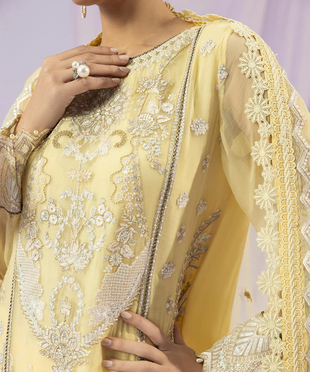 SAPPHIRE | UNSTICHED 3 PIECE DYED EMBROIDERED CRINKLE CHIFFON SUIT