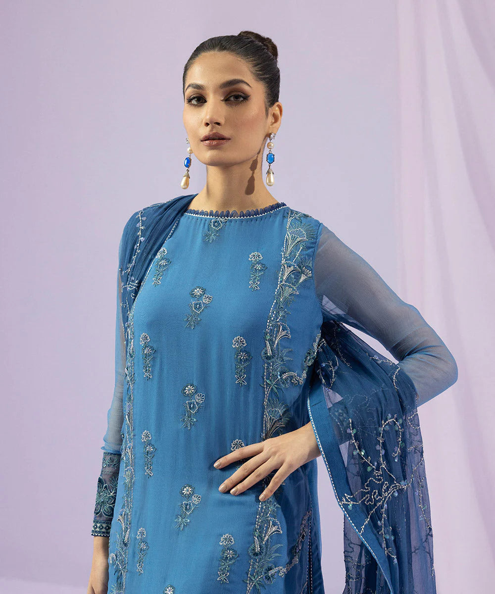Sapphire LUXE | 3 Piece Unstitched Dyed Embroidered Blended Chiffon Suit | 3FE-LX23V2-28