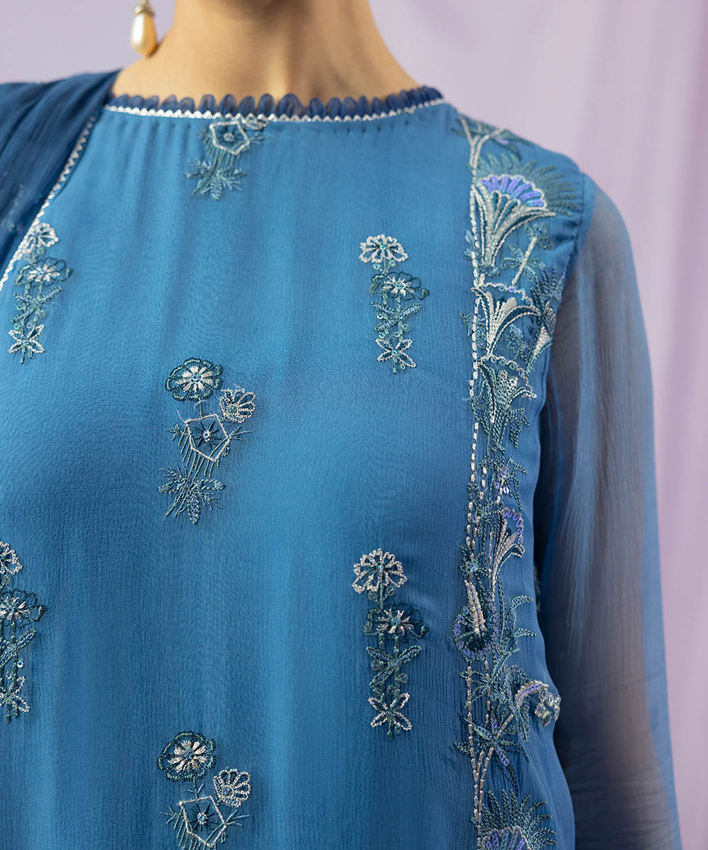 Sapphire LUXE | 3 Piece Unstitched Dyed Embroidered Blended Chiffon Suit | 3FE-LX23V2-28