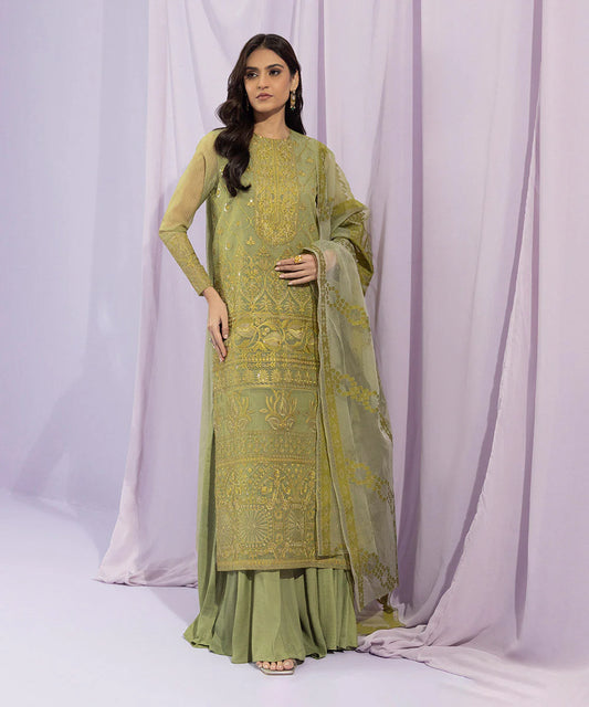 SAPPHIRE | UNSTITCHED 3 PIECE DYED EMBROIDERED ZARI LINE ORGANZA SUIT
