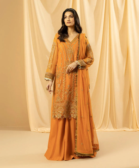 Sapphire LUXE | 3 Piece Unstitched Dyed Embroidered Organza Suit | 3FE-LX23V2-35