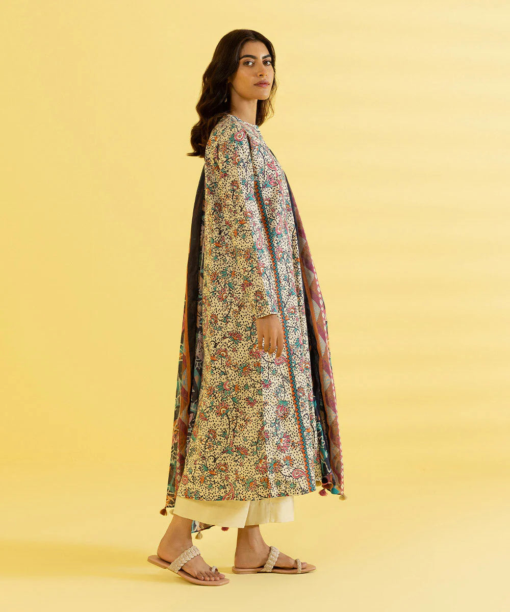 Sapphire | Unstitched 3Pc Printed Lawn Suit | 3P-DY23ZV3-19-R