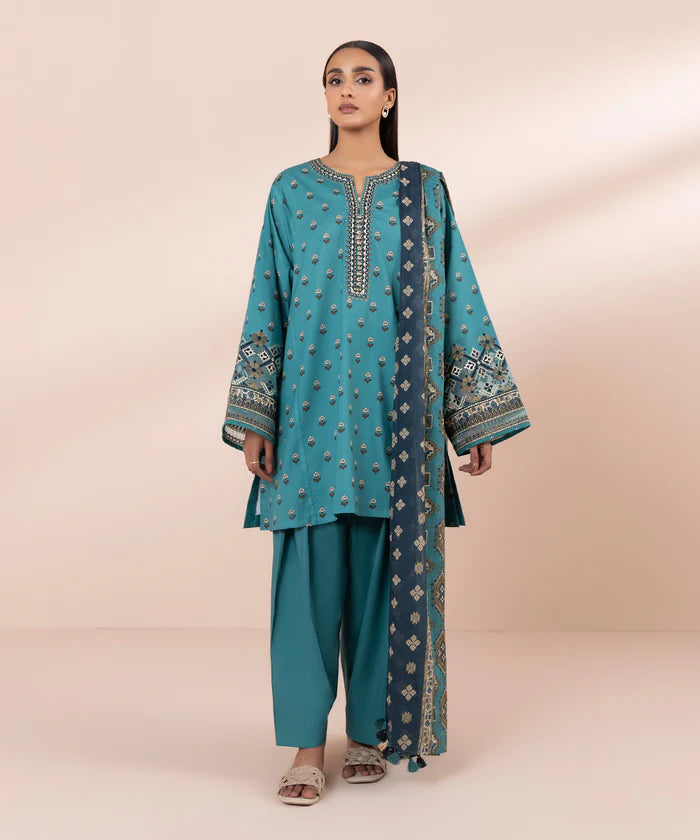 SAPPHIRE | UNSTITCHED 3 PIECE EMBROIDERED LAWN SUIT
