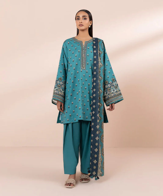 SAPPHIRE | UNSTITCHED 3 PIECE EMBROIDERED LAWN SUIT