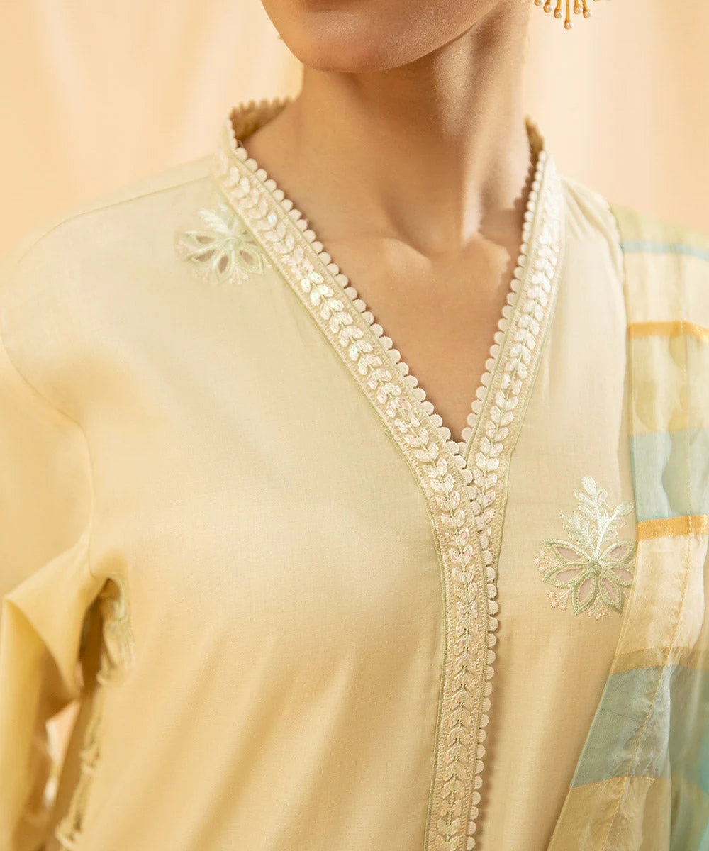 Sapphire | Unstitched 3Pc Dyed Embroidered Fine Cotton Satin Suit