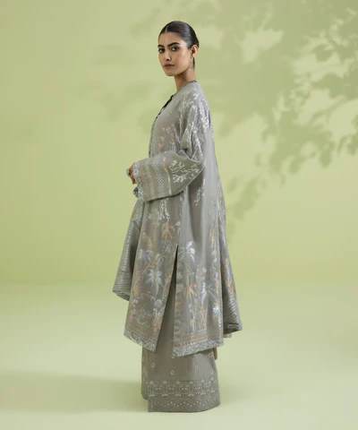 Sapphire | Unstitched 3Pc Embroidered Jacquard Suit