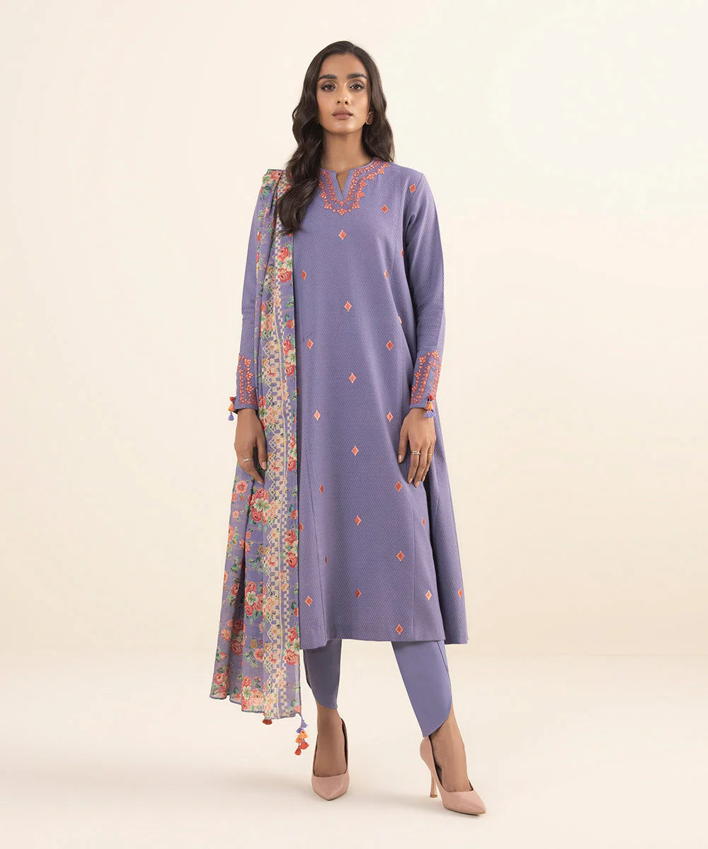 SAPPHIRE | UNSTITCHED 3 PIECE EMBROIDERED DOBBY SUIT