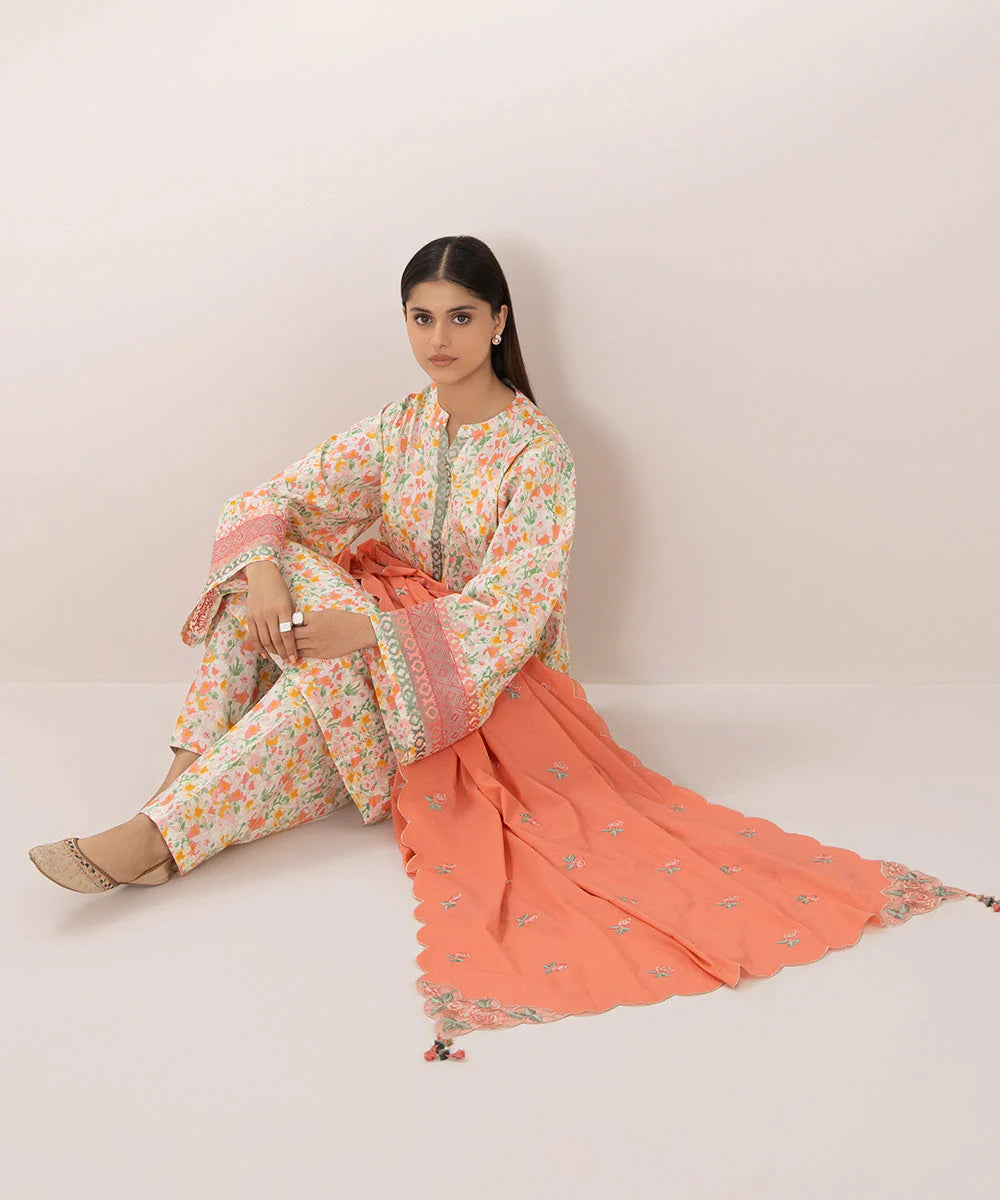 SAPPHIRE | UNSTITCHED 3 PIECE EMBROIDERED CAMBRIC SUIT