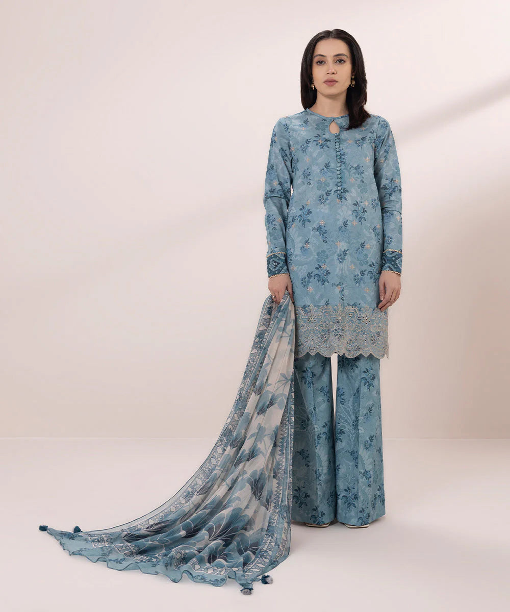 SAPPHIRE | UNSTITCHED 3 PIECE EMBROIDERED CAMBRIC SUIT