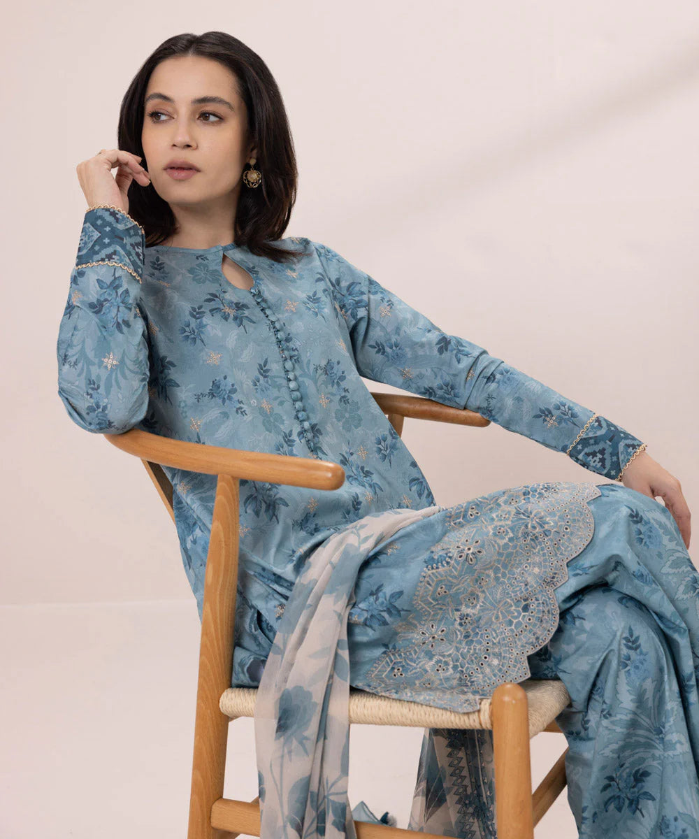 SAPPHIRE | UNSTITCHED 3 PIECE EMBROIDERED CAMBRIC SUIT