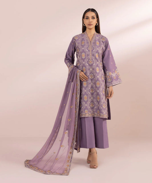 SAPPHIRE | UNSTITCHED 3 PIECE EMBROIDERED LAWN SUIT
