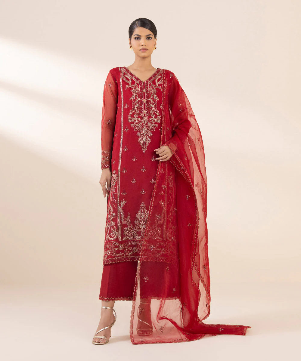 SAPPHIRE | UNSTITCHED 3 PIECE EMBROIDERED ORGANZA SUIT