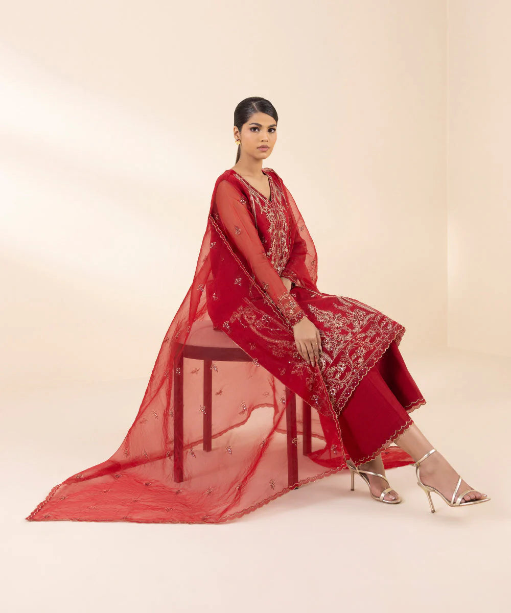 SAPPHIRE | UNSTITCHED 3 PIECE EMBROIDERED ORGANZA SUIT