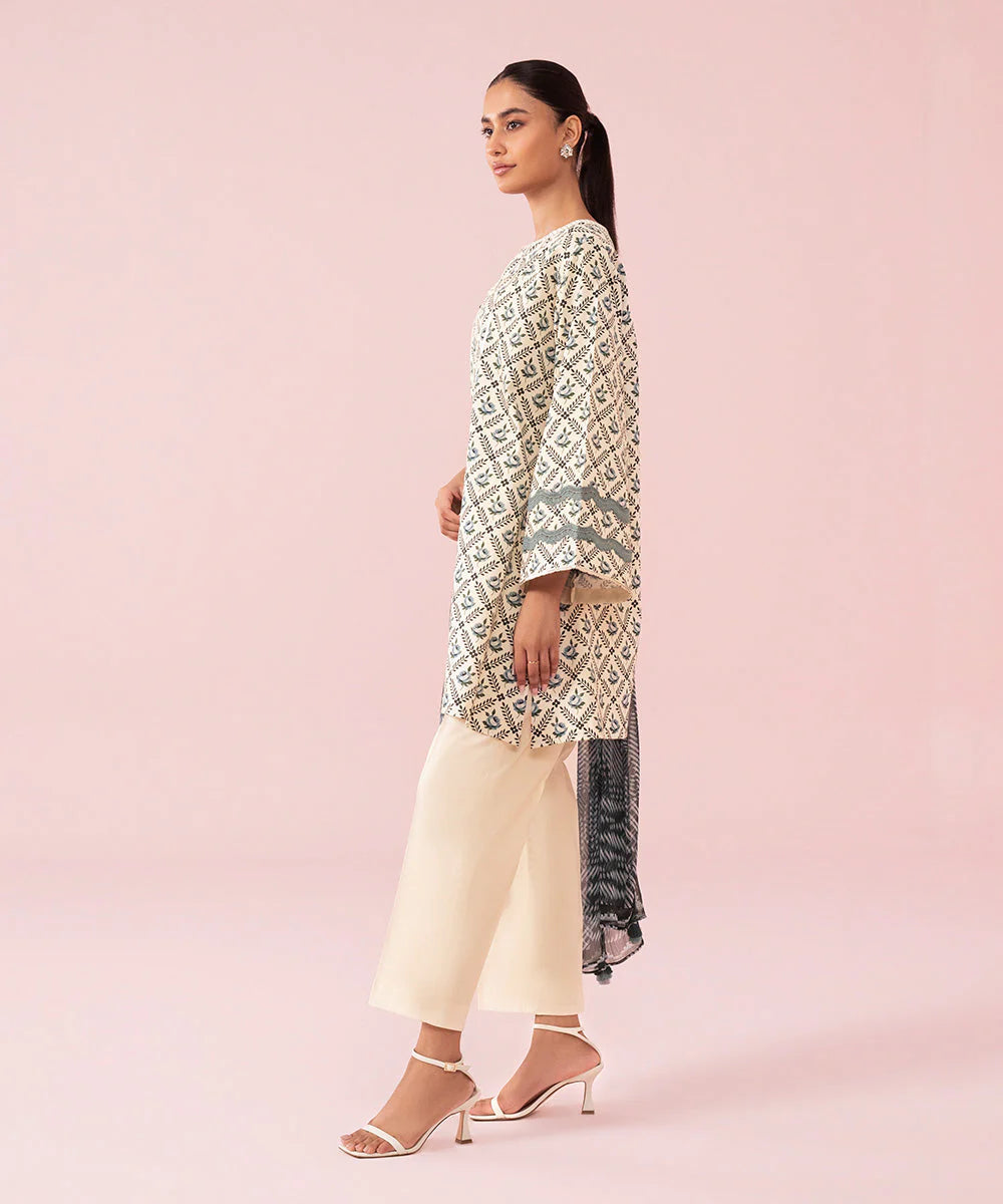 Sapphire | Unstitched 2 Piece - Printed Textured Cotton Suit