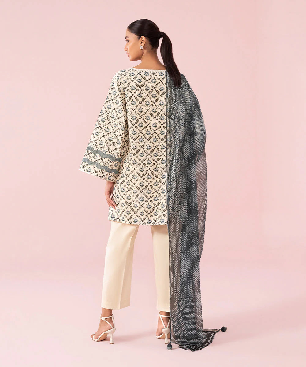 Sapphire | Unstitched 2 Piece - Printed Textured Cotton Suit