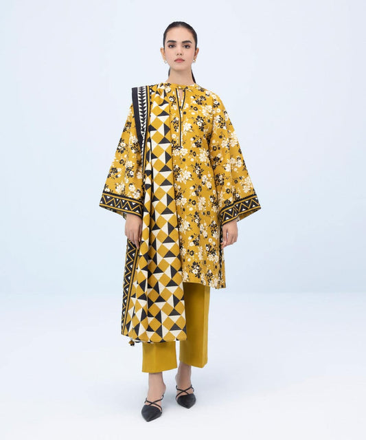 SAPPHIRE | UNSTITCHED 3 PIECE PRINTED LIGHT KHADDAR SUIT