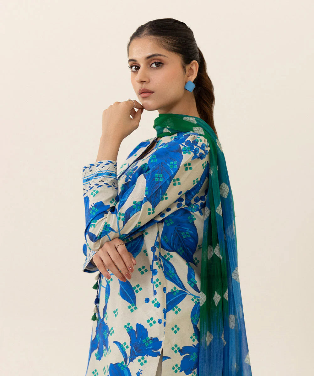 SAPPHIRE | UNSTITCHED 2 PIECE PRINTED COTTON SUIT