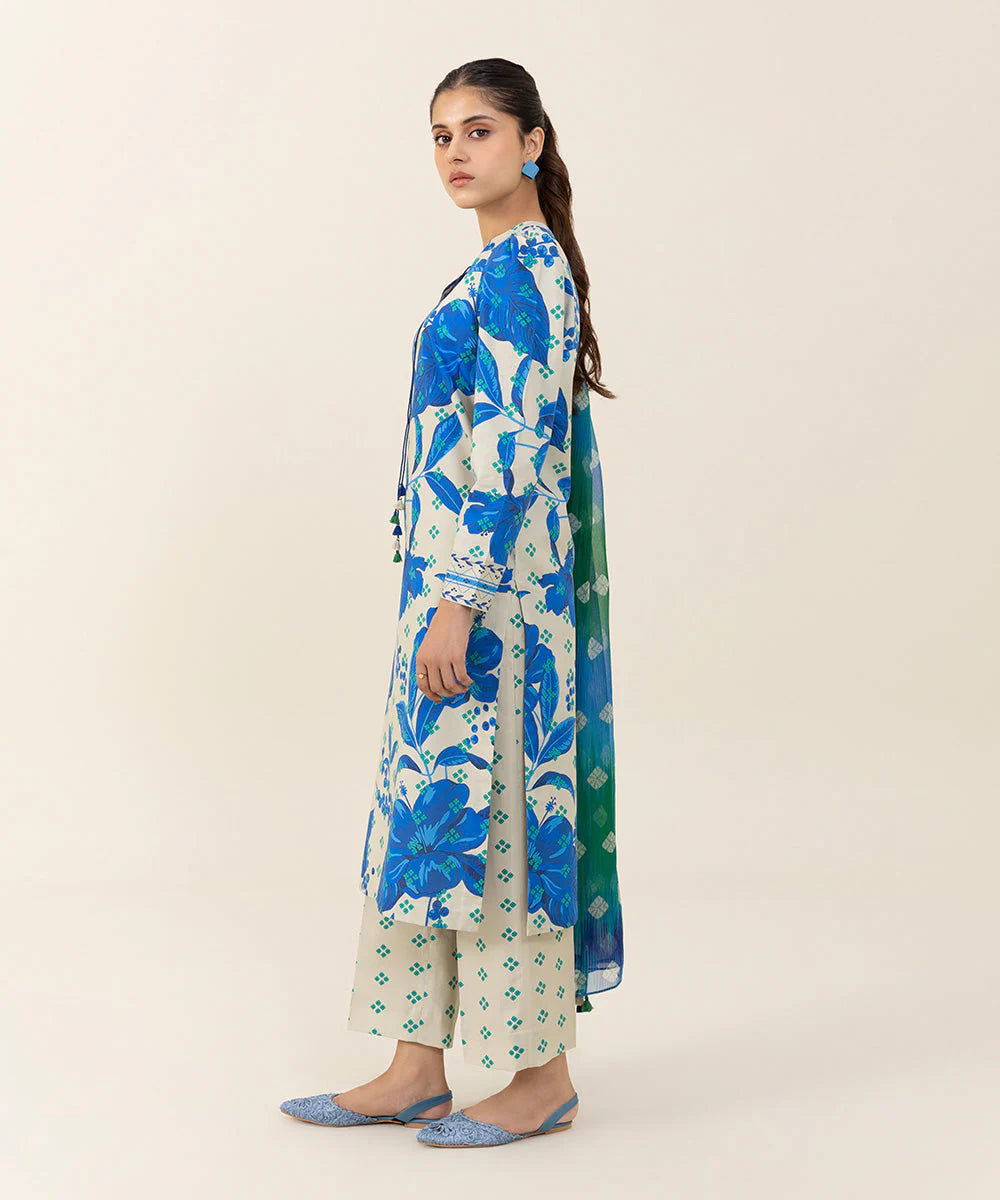 SAPPHIRE | UNSTITCHED 2 PIECE PRINTED COTTON SUIT
