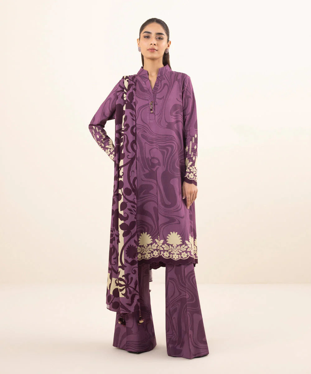 SAPPHIRE | UNSTITCHED 3 PIECE PRINTED LINEN SUIT